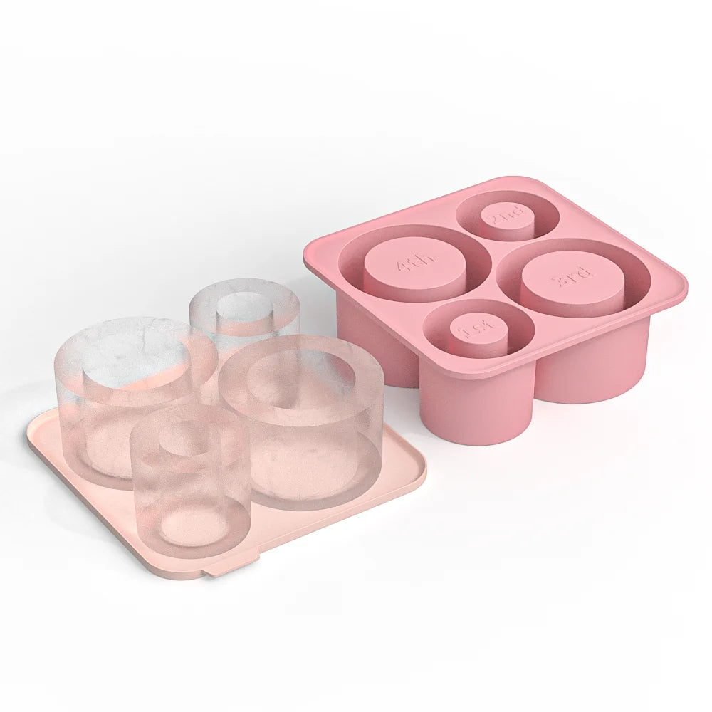Ice Cube Tray for 30Oz-40Oz Tumbler Cup Silicone Ice Cube Tray with Lid and Bin for Freezer, Easy Fill and Release Cylinder Ice