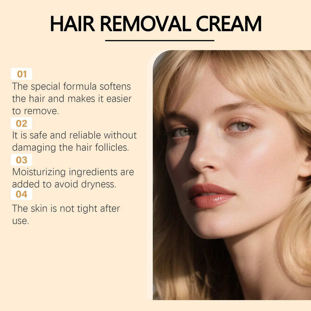 Facial Hair Removal Cream Kit Gentle Painless Depilatory Smoothing Refreshing Texture Sensitive Skin Softening Soothing Lotion