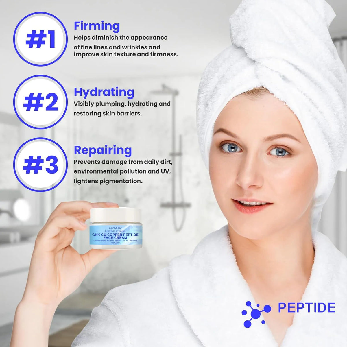 Blue-Copper Peptide Moisturize Cream Facial Care Face Cream Glow Recipe Korean Cosmetics And GHK-Cu Snap-8 Peptide Serum