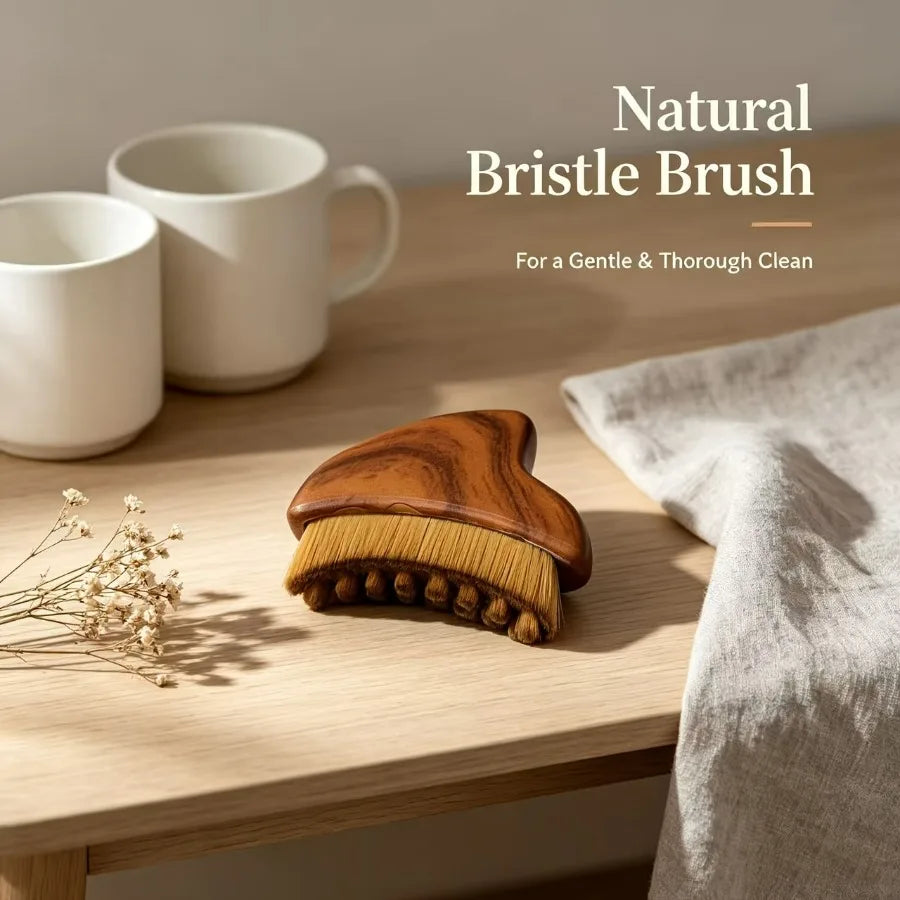 1PC Facial Massage Brush, Angled Handle Soft Bristles, Gentle Manual Scrubber for Daily Skincare, Smooth Contouring Tool