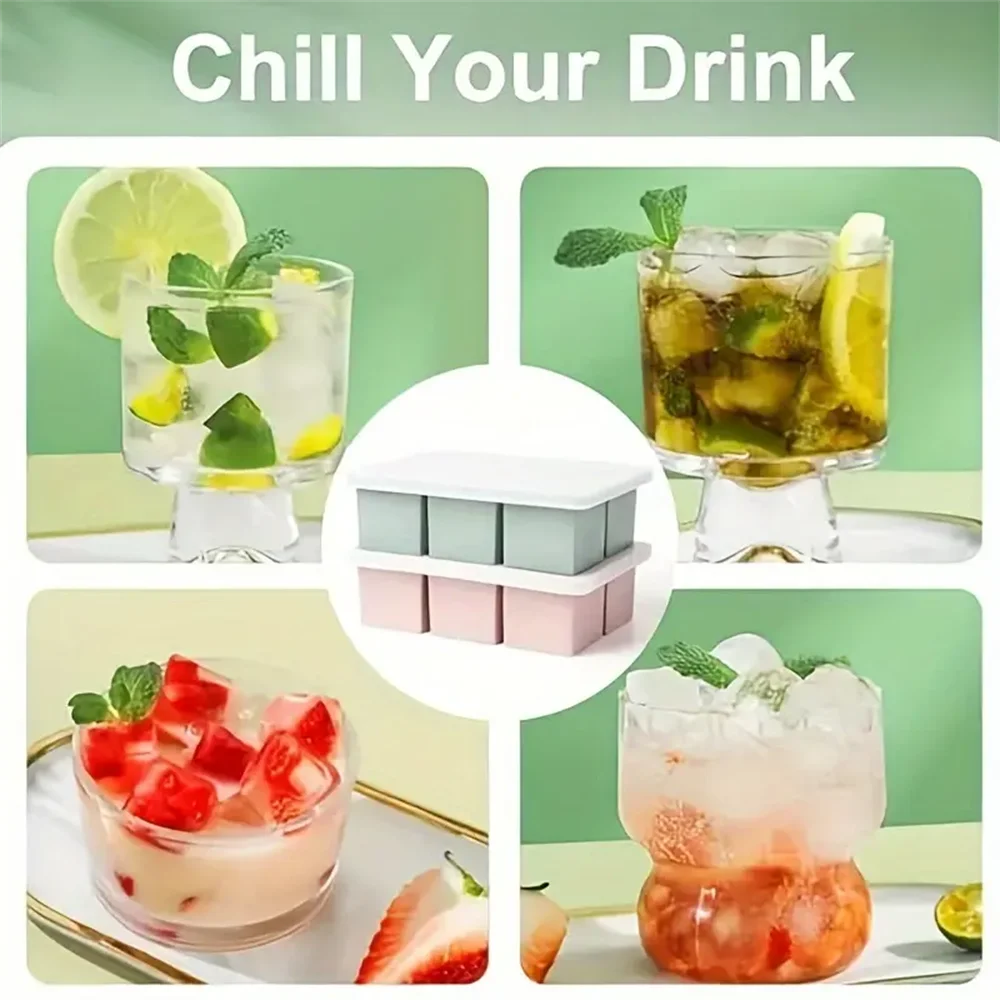 Silicone Ice Cube Tray Mold, with Lid Ice Cube Tray, Suitable for Whisky and Baby Food, BPA-Free, Easy to Demold