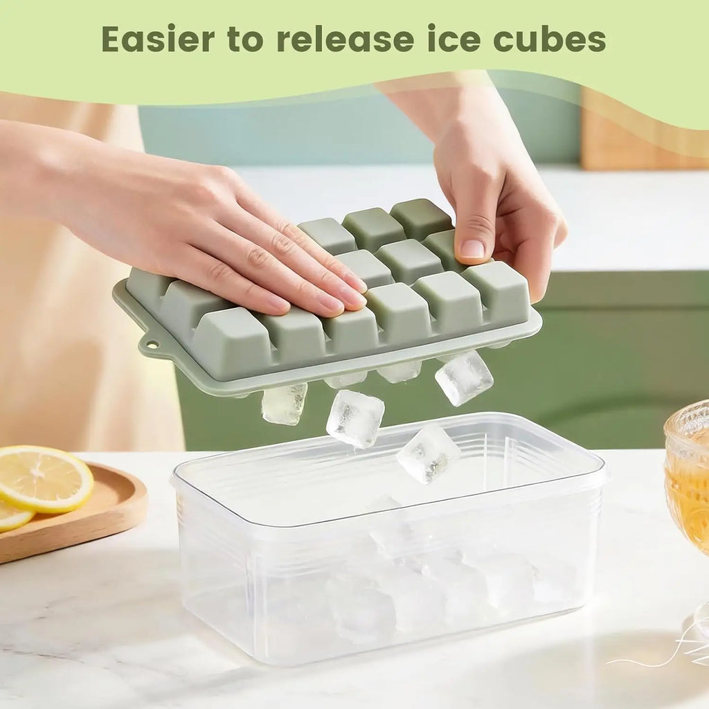 Silicone Ice Cube Tray 1/2/3 Pack with Lid for Whiskey Cocktail Drinks & Food - Freezer Grade Ice Trays for Easy Ice Cubes Relea
