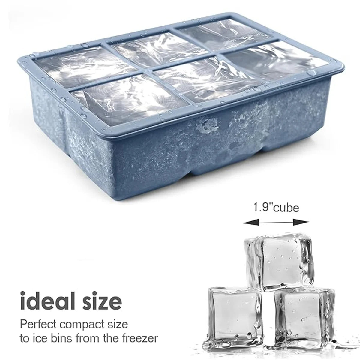 Large Silicone Ice Cube Tray Mold, BPA Free, Food Grade Ice Cube Mold, Flexible, 6 Holes Easy Release Slow Melt Ice For Whiskey