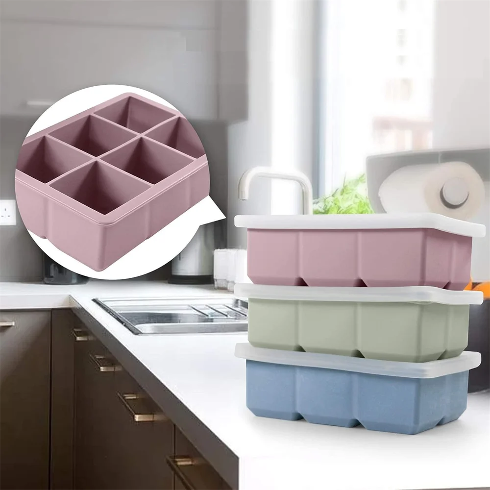 Silicone Ice Cube Tray Mold, with Lid Ice Cube Tray, Suitable for Whisky and Baby Food, BPA-Free, Easy to Demold
