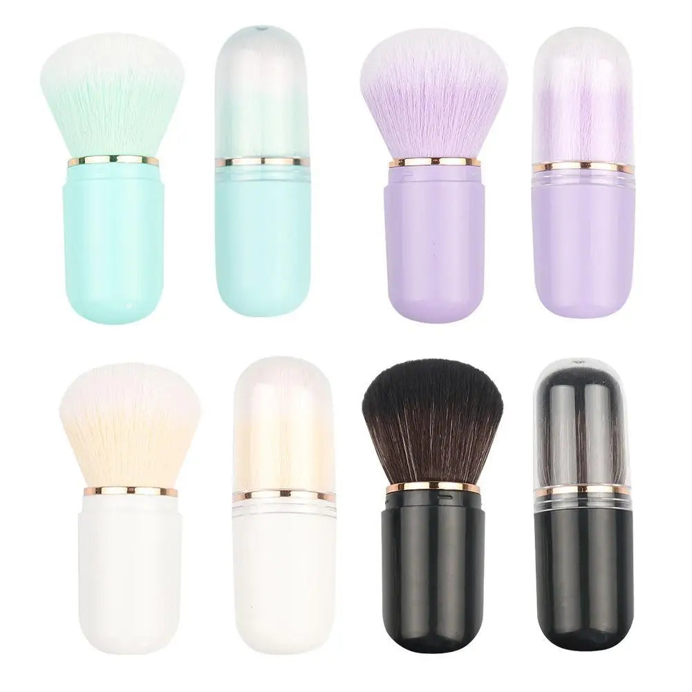 Portable Telescopic Makeup Brush Capsule Shape Foundation Powder Blush Brush Soft Synthetic Hair Travel Beauty Cosmetic Tool 1PC