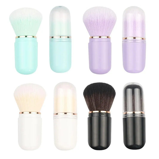 Portable Telescopic Makeup Brush Capsule Shape Foundation Powder Blush Brush Soft Synthetic Hair Travel Beauty Cosmetic Tool 1PC