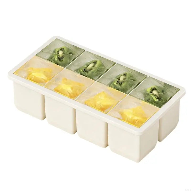 Silicone Ice Cubes Tray With Lid Easy Releases Flexible Mold For Homes Kitchen Party 4/6/8 Option 87HA