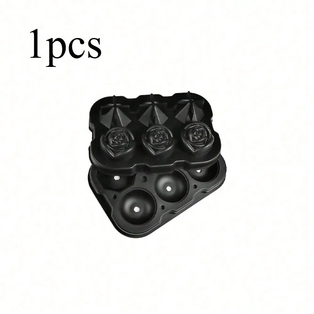 1pcs Rose Ice Cube Tray, Silicone Ice Cube Tray with 6 Easy-Release Large Ice Balls for Cocktails, Drinks, Whiskey, Bourbon,