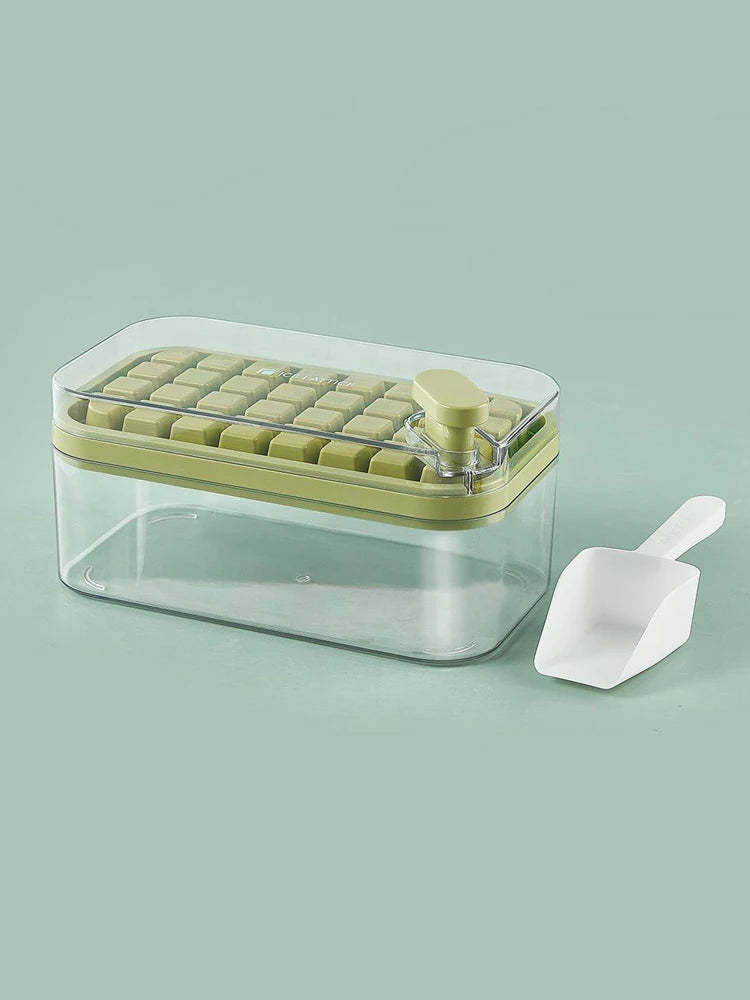 32Grid Silicone Mold Ice Cube Tray with Lid Shovel Storage Box Remove With One Click Ice Maker DIY Whiskey Cocktail Tools Summer