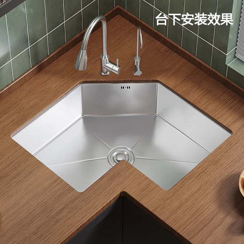 Kitchen Corner Special-shaped Sink, L-shaped Corner Sink, Large Single Tank Dishwashing Basins