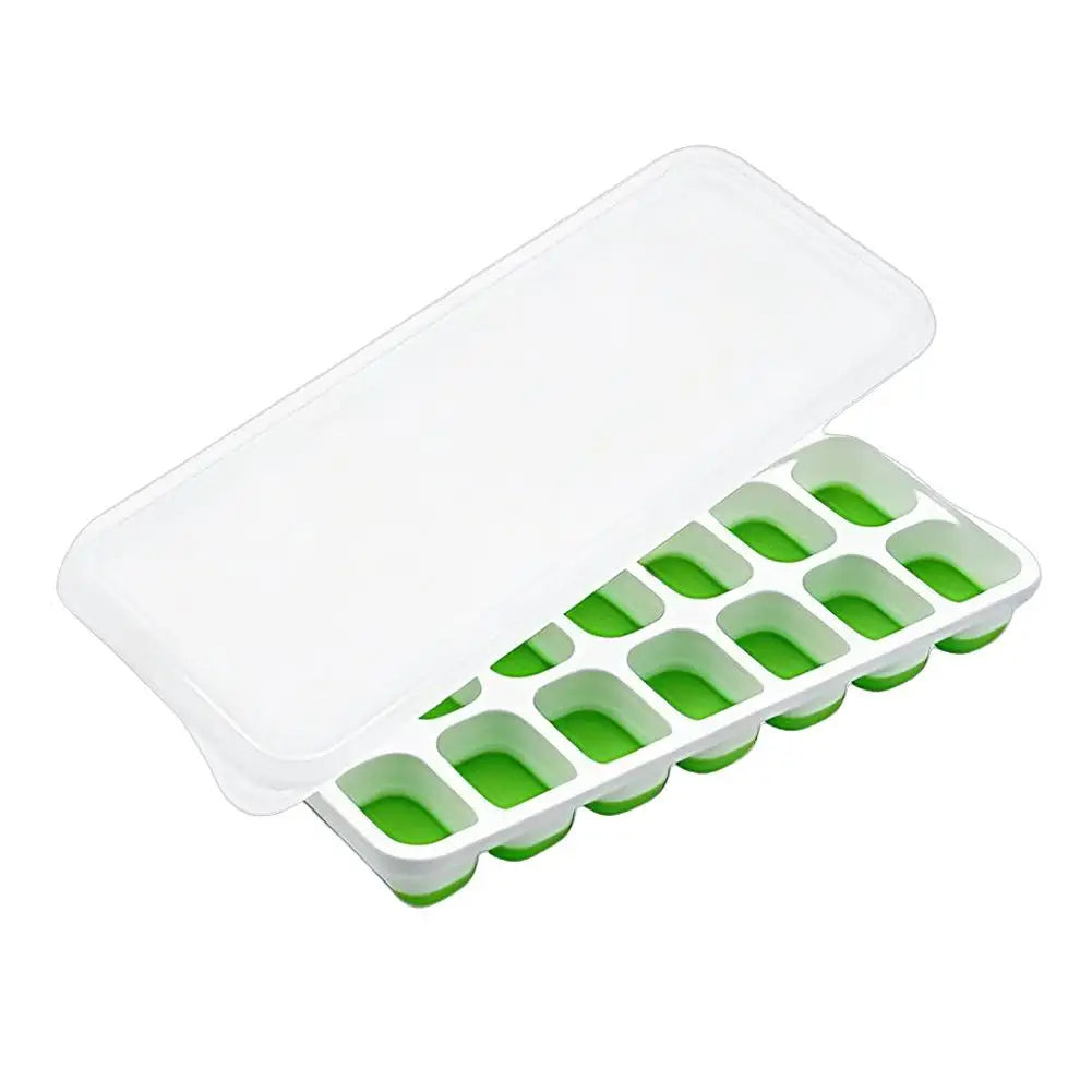 Ice Cube Tray Mold with Lid 14-Grid Ice Cube Trays Silicone Ice Mold with Removable Lid DIY Homemade Cocktail Freezer Mould