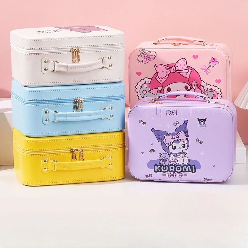 Cartoon Makeup Box - Women's Portable Skin Care Storage Organizer - Large Capacity PU Leather Handbag