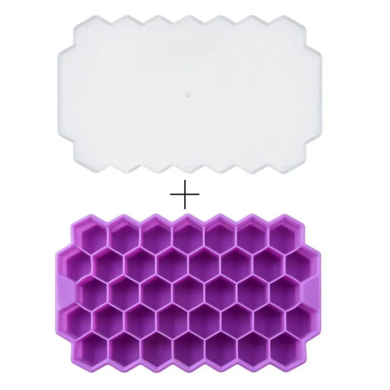 Silicone Honeycomb Movable 37 Ice Tray, with removable lid silicone ice cube mold, BPA-free