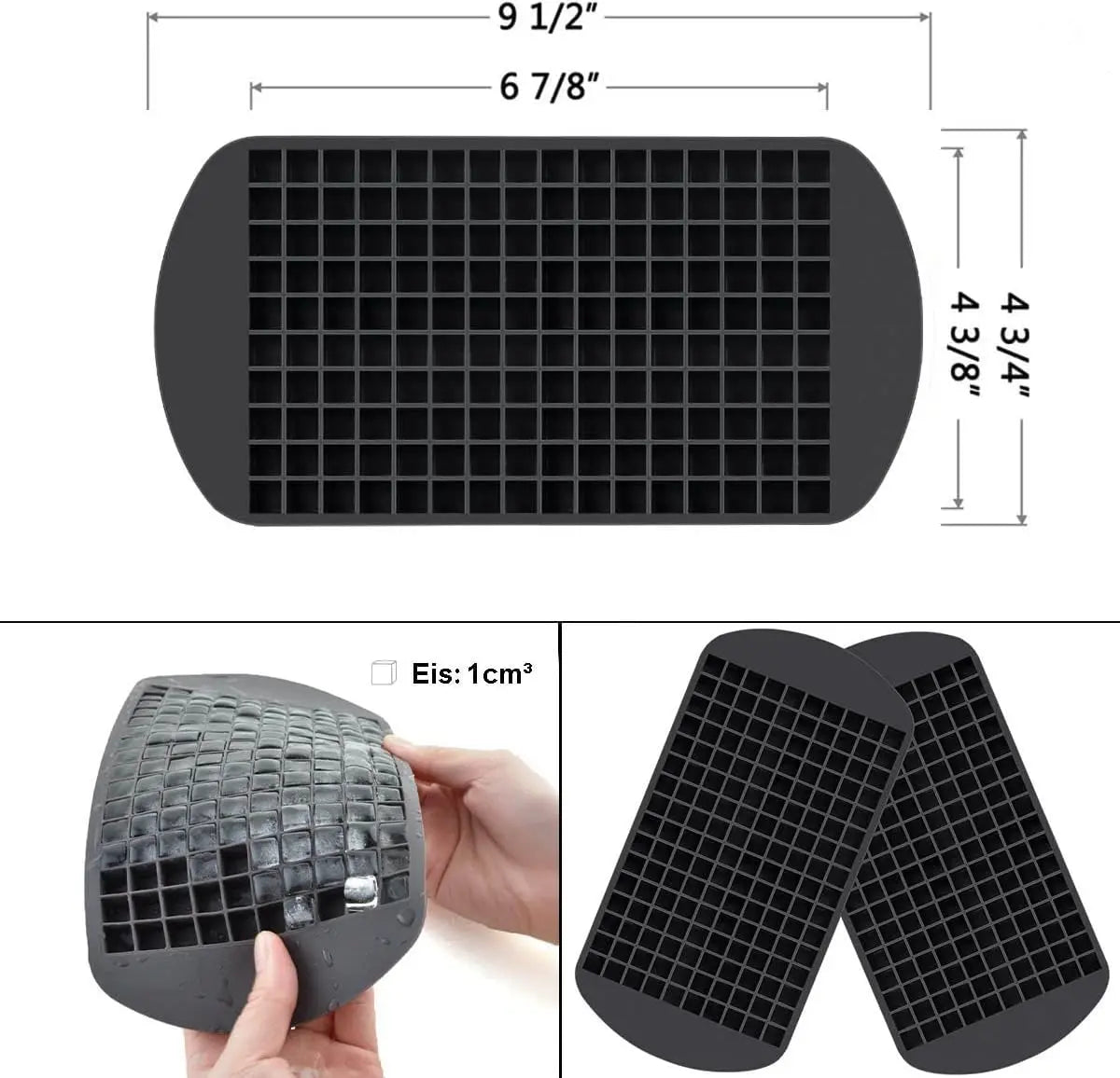 Silicone Mini Ice Cube Trays 160 Small Ice Cube Molds Easy Release Crushed Ice Cube for Chilling Whiskey Cocktail