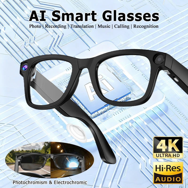 For Xiaomi AI Smart Camera Glasses 4K Photochromism Electrochromic Lens Multifunction Glasses Bluetooth Calling Translation