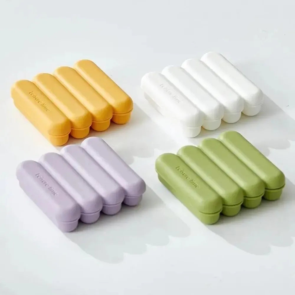 New 4 Grids Silicone Ice Cube Tray Leakproof With Lid Strip Ice Mold Easy Release Reusable Popsicle Mold