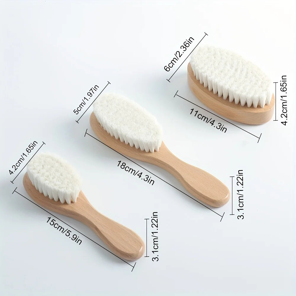 Facial Cleansing & Body Scrub Multi-Scene Home Essential Holiday Gift Wood Goat Hair Brush Soft Bristles for Combing & Massaging