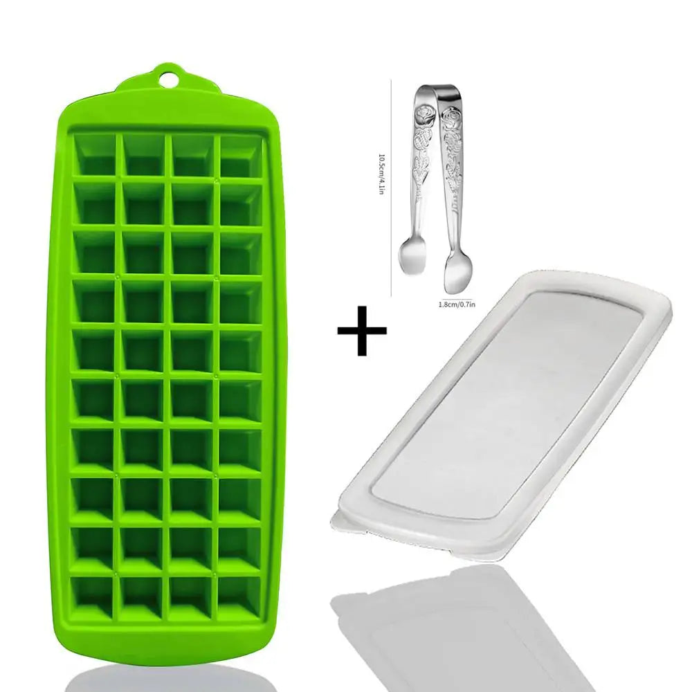 Long Strip Shape Silicone Ice Cube Mould Pop Out Plastic Ice Cube Tray With Lid Reusable Ice Stick Tray Easy Release Bar Kitche