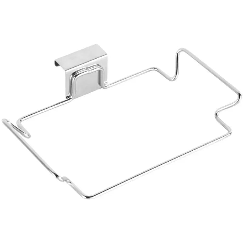Kitchen Non Perforated Stainless Steel Garbage Rack With Hanging Bracket, Cabinet Door With Cloth And Garbage Bag Storage Rack