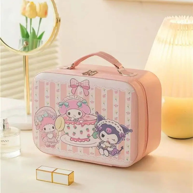 Cartoon Makeup Box - Women's Portable Skin Care Storage Organizer - Large Capacity PU Leather Handbag