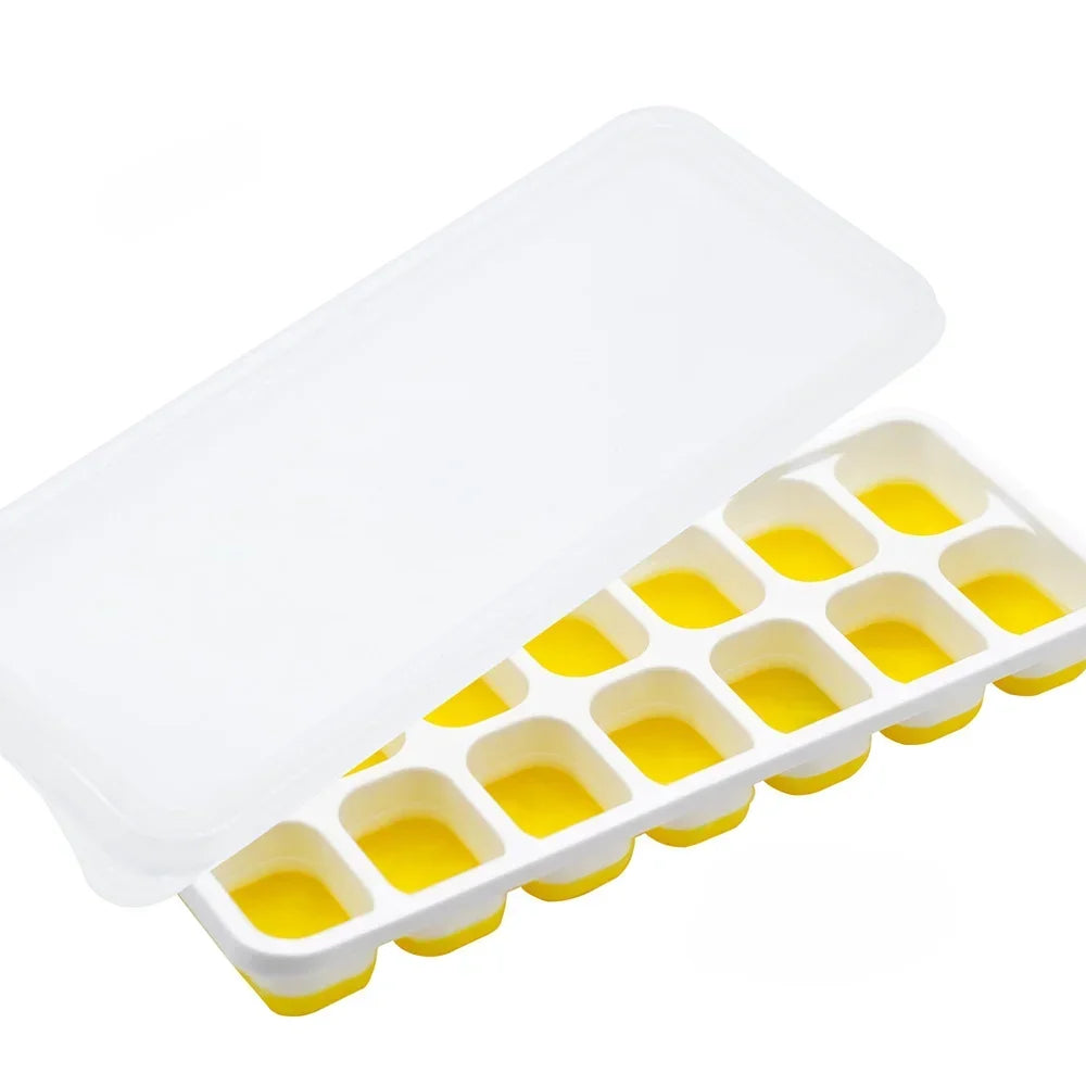 1pcs Silicone Ice Cube Mold Easy Release Flexible Mold With Spill Resistant Removable Lid Stackable Ice Trays With Covers
