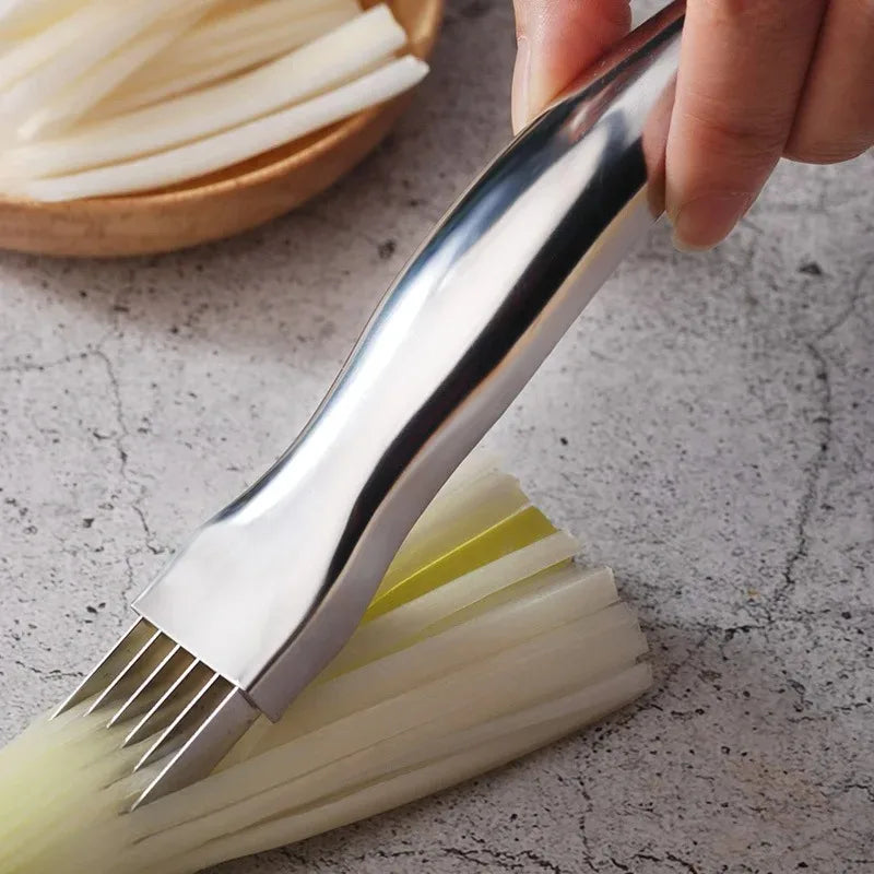 Kitchen Shred Silk The Knife, Stainless Steel Chopped Green Onion Knife, Curved Handle Design, Food Speedy Chopper Green Onion
