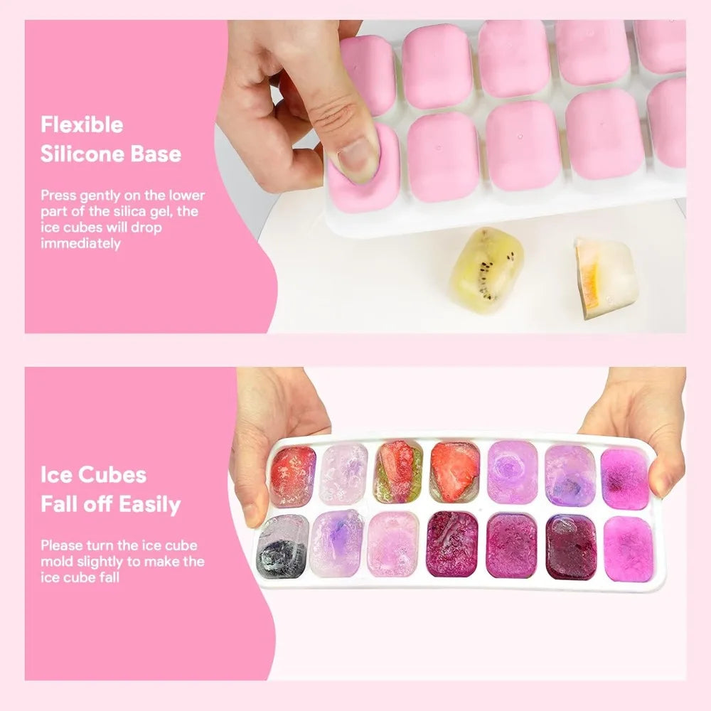 1pcs Silicone Ice Cube Mold Easy Release Flexible Mold With Spill Resistant Removable Lid Stackable Ice Trays With Covers