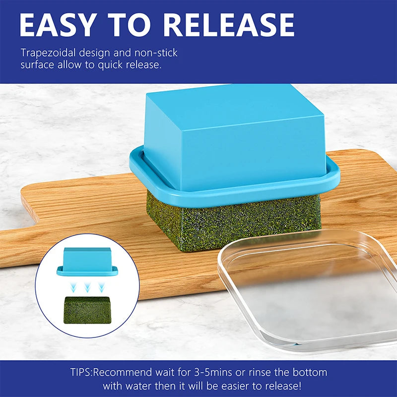 Silicone Freezing Tray With Plastic Lid Freezer Container Ice Molds Easy-Release Stackable For Food Storage Outdoor Tableware