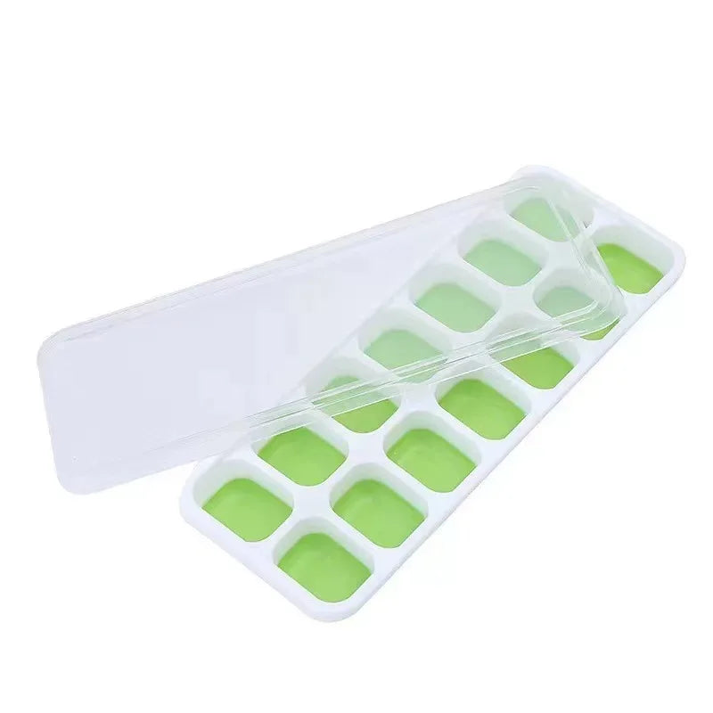 14 Cube Easy Release Ice Cube Mold Silicone Square Ice Cube Tray Mold with Lid Summer Kitchen Bar DIY Ice Cocktail Freezing Tool