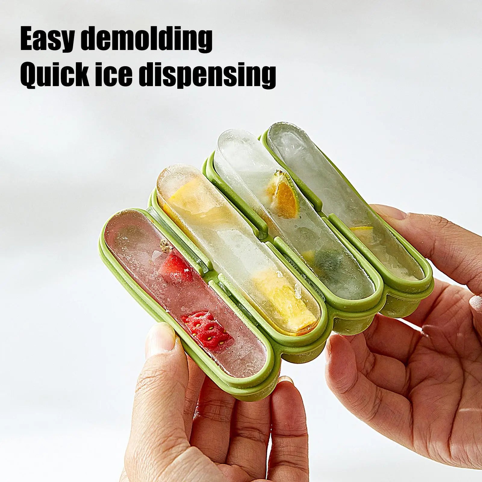 Ice Cubes Tray 4 Grid Silicone Ice Cubes Long Strip Whiskey Ice Tray Molds Easy Release Reusable Ice Cubes with No-Spill  Lid