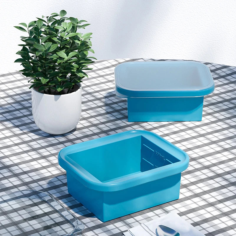 Silicone Freezing Tray With Plastic Lid Freezer Container Ice Molds Easy-Release Stackable For Food Storage Outdoor Tableware