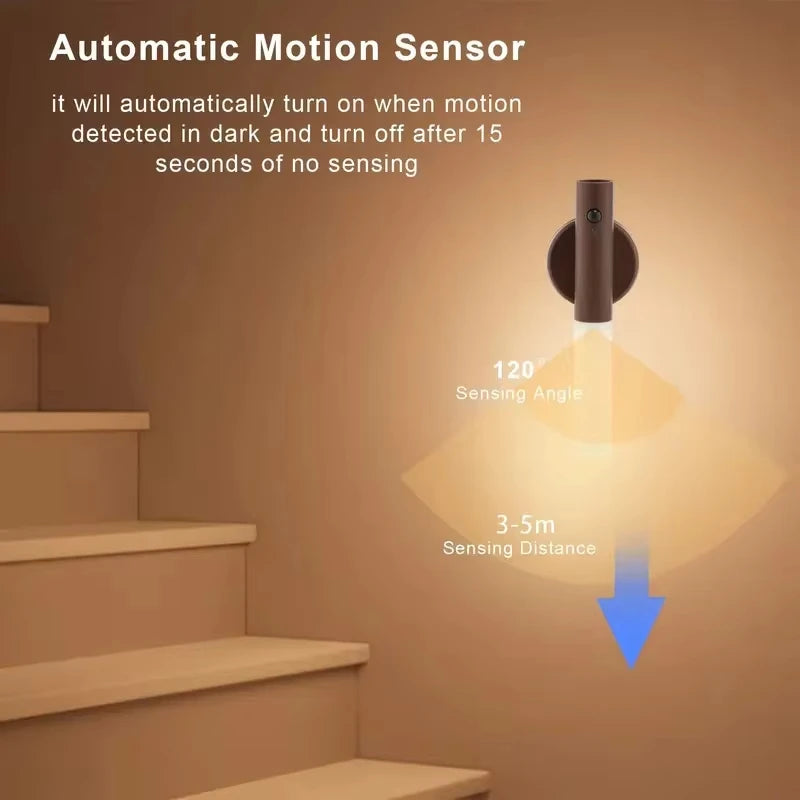 Smart Motion Sensor Night Light LED Rechargeable Magnetic Wall Lamp Portable for Hallway Bedroom Stairs Bathroom Cabinets Decor