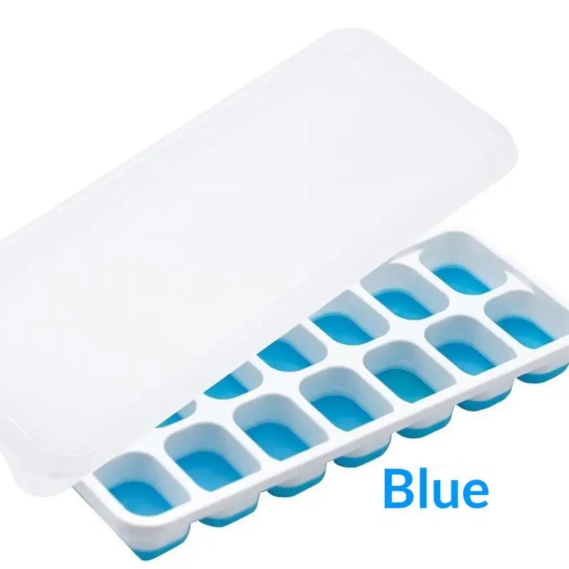1Pcs Silicone Square Molds 14 Cube Easy Release  Tray Mold With Lid Summer Kitchen Bar DIY Iced Cocktail Freeze Tool
