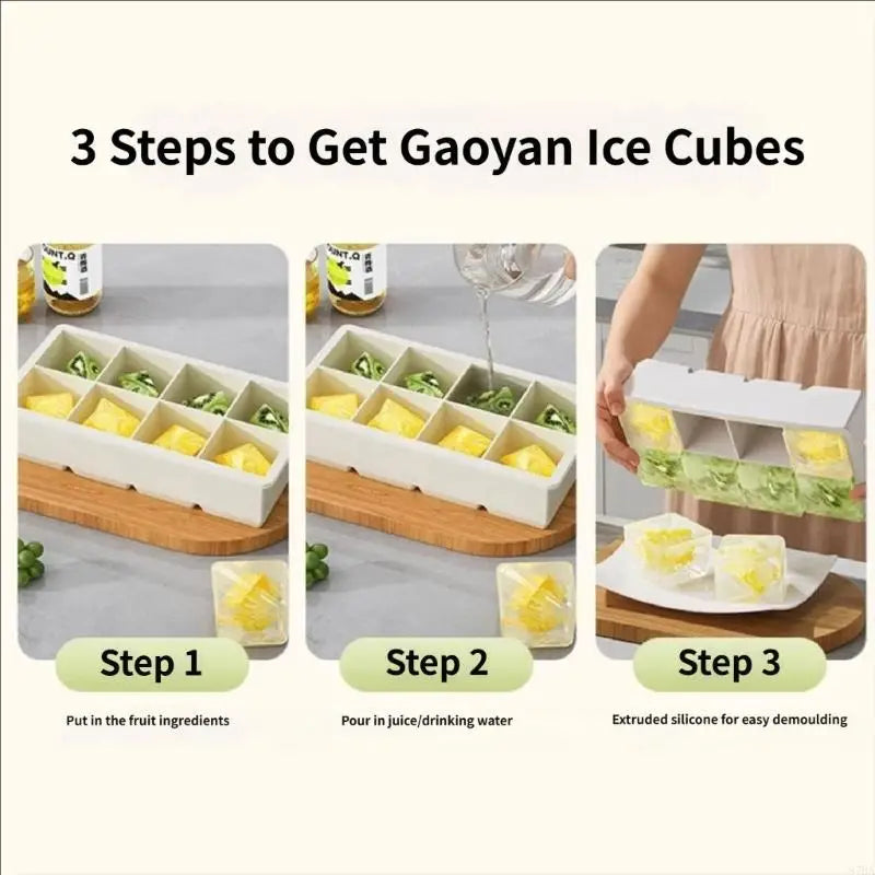 Silicone Ice Cubes Tray With Lid Easy Releases Flexible Mold For Homes Kitchen Party 4/6/8 Option 87HA
