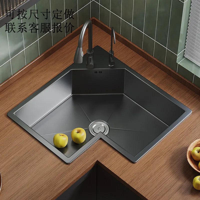 Kitchen Corner Special-shaped Sink, L-shaped Corner Sink, Large Single Tank Dishwashing Basins