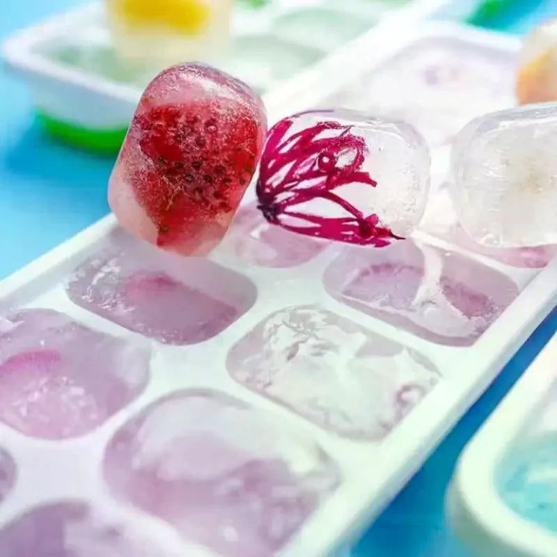Silicone Square Molds 14 Cube Easy Release Tray Mold With Lid Summer Kitchen Bar DIY Iced Cocktail Freeze Tool