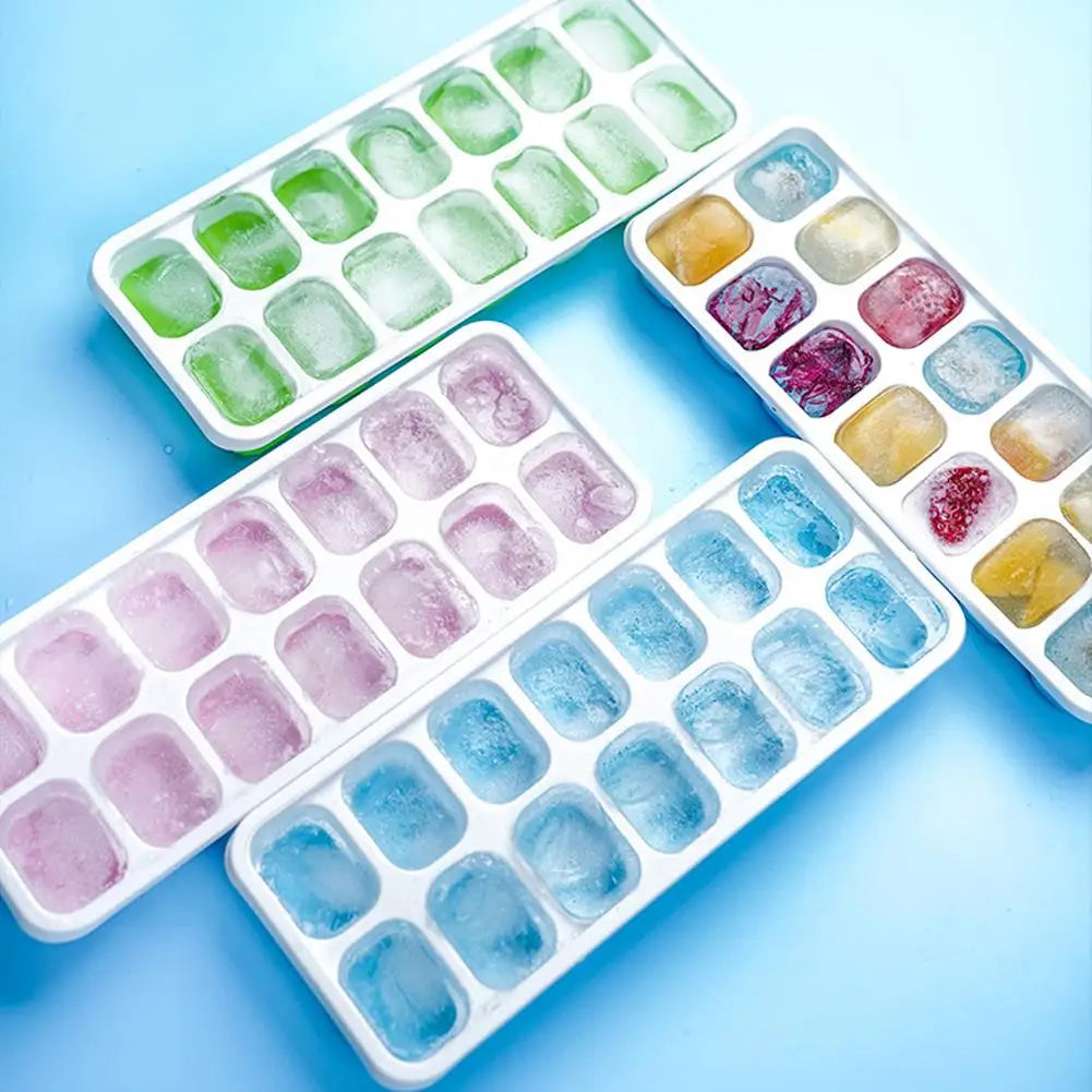 Ice Cube Tray Mold with Lid 14-Grid Ice Cube Trays Silicone Ice Mold with Removable Lid DIY Homemade Cocktail Freezer Mould