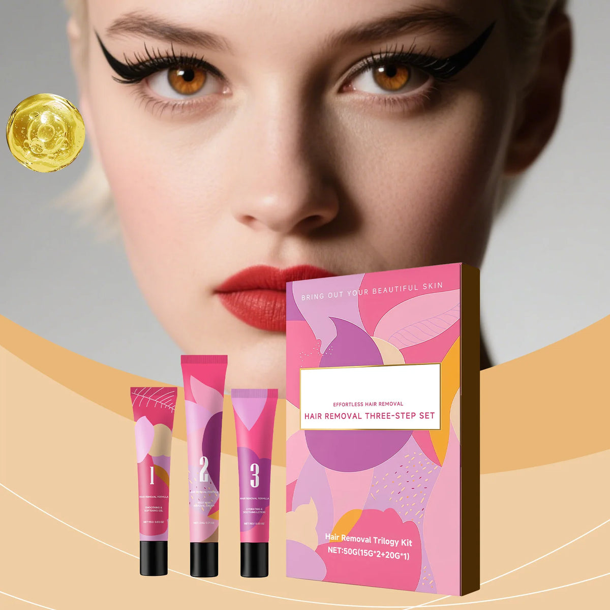 Facial Hair Removal Cream Kit Gentle Painless Depilatory Smoothing Refreshing Texture Sensitive Skin Softening Soothing Lotion