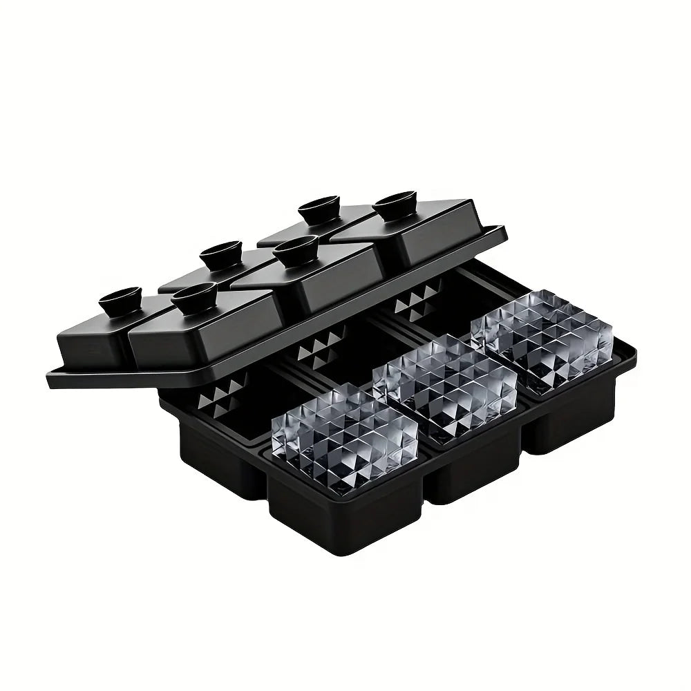 Ice Cube Mold Silicone Tray Easy Make Release Ice Ball Tools with Lid Funnel Perfect for Freezer Chilling Whiskey Parties Drinks