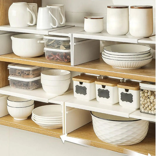 Kitchen Stretchable Cabinet Shelf Cupboard Separated Storage Rack Countertop Organizer Shoe Organizer Shelf Save Space