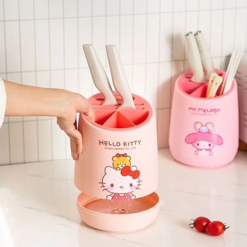 Hello Kitty Cartoon Kitchen Knife Storage Rack   Integrated Chopstick Holder and Drain Rack   Knife Block
