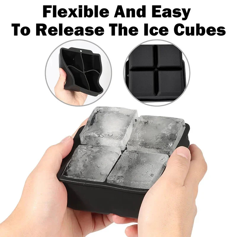 Silicone Large Ice Molds 2 Inch Big Ice Cube Trays with Removable Lid BPA-Free Easy Release and Stackable Flexible Ice Cube Tray