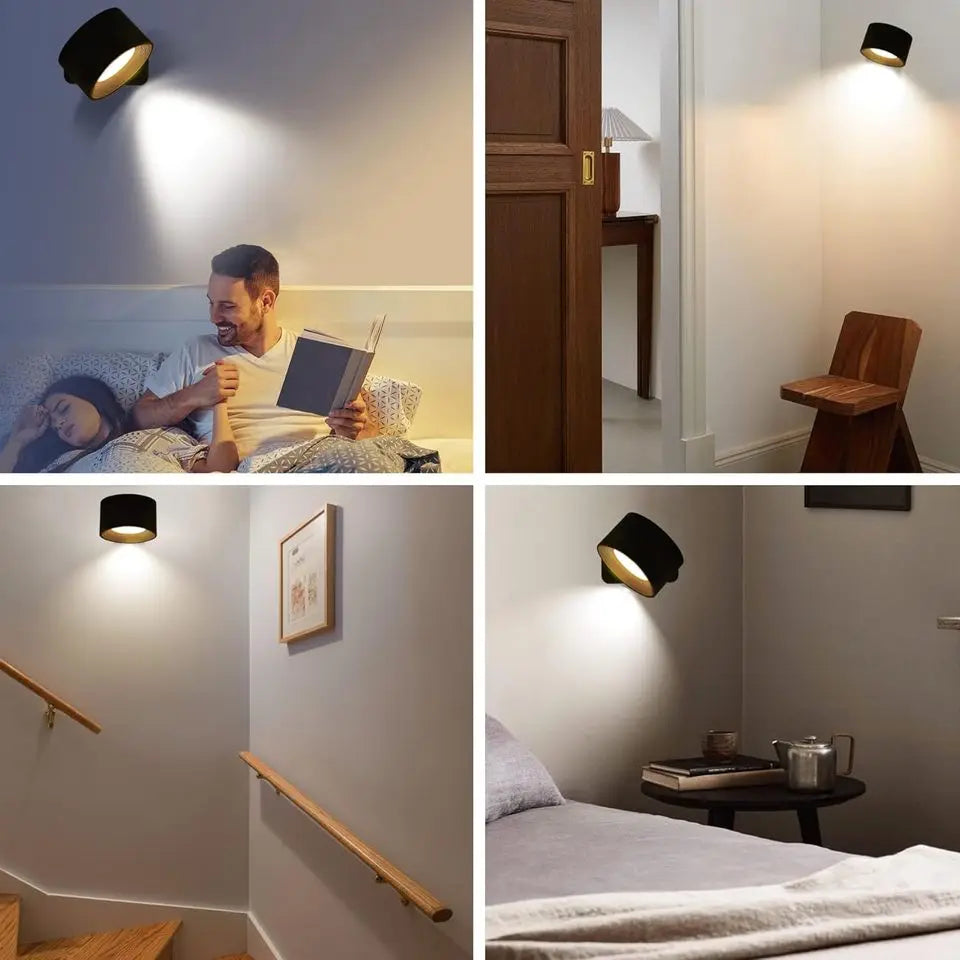 LED Wall Lights with Remote, Rechargeable Wall Mounted Reading Sconces Lamp 2000mAh, 3 Colors & Dimmable Magnetic 360° Rot