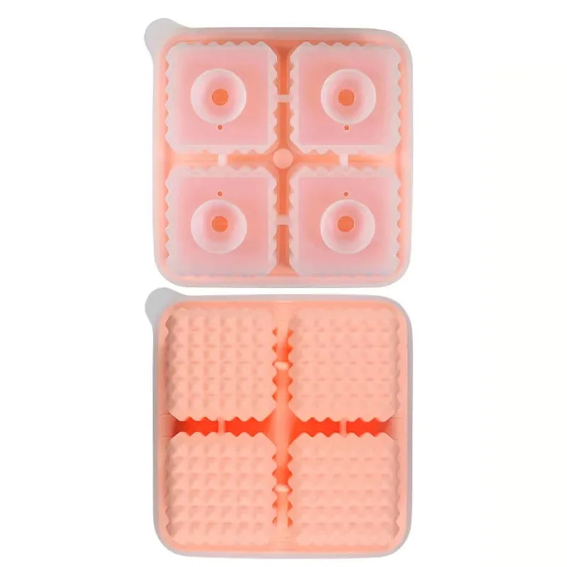 Ice Cube Tray Silicone with Lid Round Square Ice Ball Mold Spherical Silicone Ice Cube Mold for Kitchen Cocktail Whiskey Drink