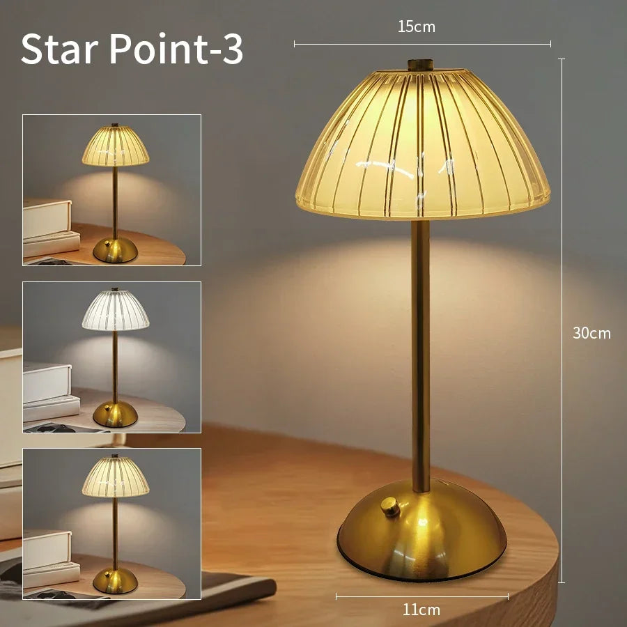 Crystal LED Table Decor Light Touch Sensor Desktop Night Light Rechargeable Reading Lamp for Bedroom Bedside Hotel Bar Decor