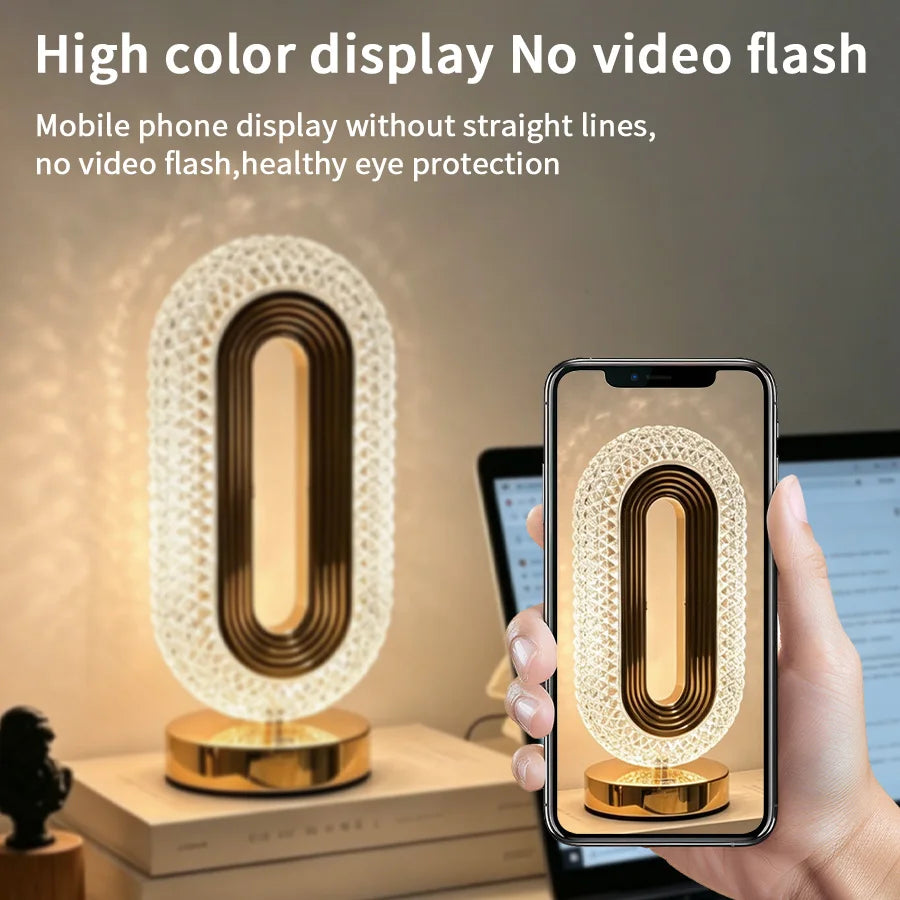 Rechargeable LED Crystal Table Lamp Touch Dimmable Bedside Lamp Night Light USB 3 Color Temperatures Ambient Light Home Decor