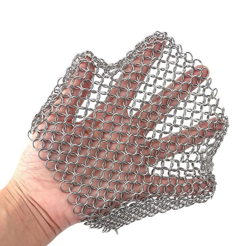 Kitchen Cleaning Ring Stainless Steel Cleaner Chainmail Scrubber Brush Pan Net Home Cookware Reusable Washing Net Cleaning Tool