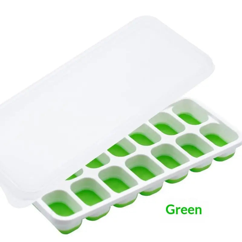 1Pcs Silicone Square Molds 14 Cube Easy Release  Tray Mold With Lid Summer Kitchen Bar DIY Iced Cocktail Freeze Tool