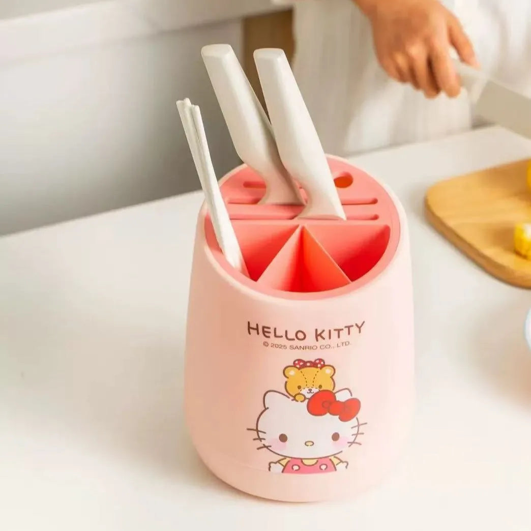 Hello Kitty Cartoon Kitchen Knife Storage Rack   Integrated Chopstick Holder and Drain Rack   Knife Block