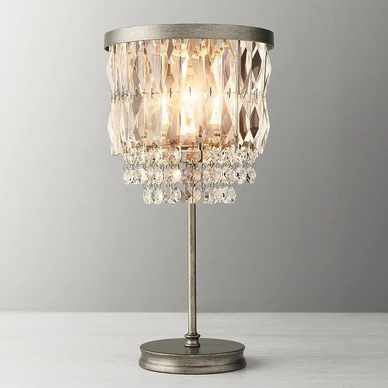 Retro Crystal Table Lamp LED Luxury Desk Lamp With Lampshade for Living Room Dining Room Bedroom Bedside Indoor Decore Lighting
